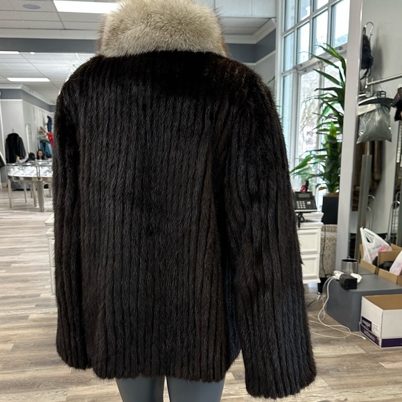 Saga Mink Fur Brown and Cream Jacket 12 - Picture 3 of 9
